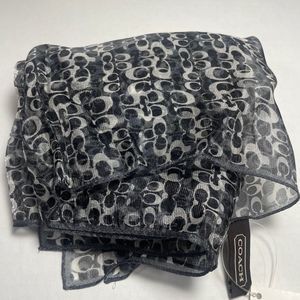 BNWT  Coach silk/nylon blend black/silver scarf PRICE FIRM